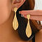 Iron Stud Dangle Earrings, Teardrop, Golden, 77x20mm