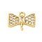 Brass Clear Cubic Zirconia Connector Charms/Links, Real 14K Gold Plated, Bowknot, 9x11.5x3.5mm, Hole: 1.2mm