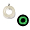 Luminous Resin Pendants, Glow in the Dark, with Platinum Plated Loop, Letter, Letter O, 24x20x5mm, Hole: 1.8mm