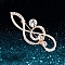 Alloy with Glass Rhinestone Brooch, Musical Note, 50mm