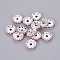Brass Rhinestone Spacer Beads, Grade A, Wavy Edge, Silver Color Plated, Rondelle, Light Rose, 12x4mm, Hole: 2.5mm