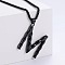 Stylish Stainless Steel Initial Pendant Necklaces, Black, Letter M