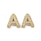 Brass Micro Pave Clear Cubic Zirconia Pendants, Letter A, 22.5x18.5x6mm, hole: 3.5x2mm