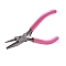 45# Carbon Steel Jewelry Pliers, Round Nose Pliers, Polishing, Pink, 11.8x6.7x0.9cm