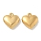 Ion Plating(IP) 304 Stainless Steel Pendants, Heart Charm, Real 18K Gold Plated, 16.5x16.5x5.5mm, Hole: 1.2mm