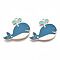 Eco-Friendly Alloy Enamel Pendants, Cadmium Free & Lead Free & Nickel Free, Whale, Light Gold, Light Sky Blue, 24x29x1.8mm, Hole: 2mm
