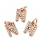 Brass Micro Pave Grade AAA Cubic Zirconia Charms, Letter N, Cadmium Free & Nickel Free & Lead Free, Real Rose Gold Plated, 9x5.5x1.5mm, Hole: 2mm