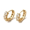 Brass Micro Pave Cubic Zirconia Hoop Earring, Light Gold, 14.5x5mm