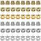 48Pcs 6 Style Tibetan Style Alloy Pendants, Tiger Charms, Antique Silver & Antique Golden, 13~27x12~15x2~4mm, hole: 1.6~2mm, 8pcs/Style
