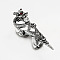 Alloy Finger Rings for Men, Dragon, with Imitation Pearl, Antique Silver, 61x23mm