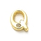 Rack Plating Brass Cubic Zirconia Beads, for Personalized Name Necklaces Making, Long-Lasting Plated, Lead Free & Cadmium Free, Alphabet, Letter Q, 13x11.5x4.8mm, Hole: 2.7mm