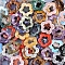 Natural & Synthetic Mixed Gemstone Hollow Flower Pendants, Plum Blossom Flower Charms, Mixed Dyed and Undyed, 30mm