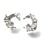 Brass Stud Earring Findings, with 925 Sterling Silver Needle, with Loop, Moon, Platinum, 19x19mm, Hole: 1mm, Pin: 0.8x11.5mm