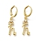 Brass Clear Cubic Zirconia Hoop Earrings, Real 18K Gold Plated, Letter H, 31.5mm, pendants: 18x9x2mm