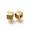 Ion Plating(IP) 304 Stainless Steel Beads, Cube with Letter, Real 14K Gold Plated, Letter W, 5x5x5mm, Hole: 2mm