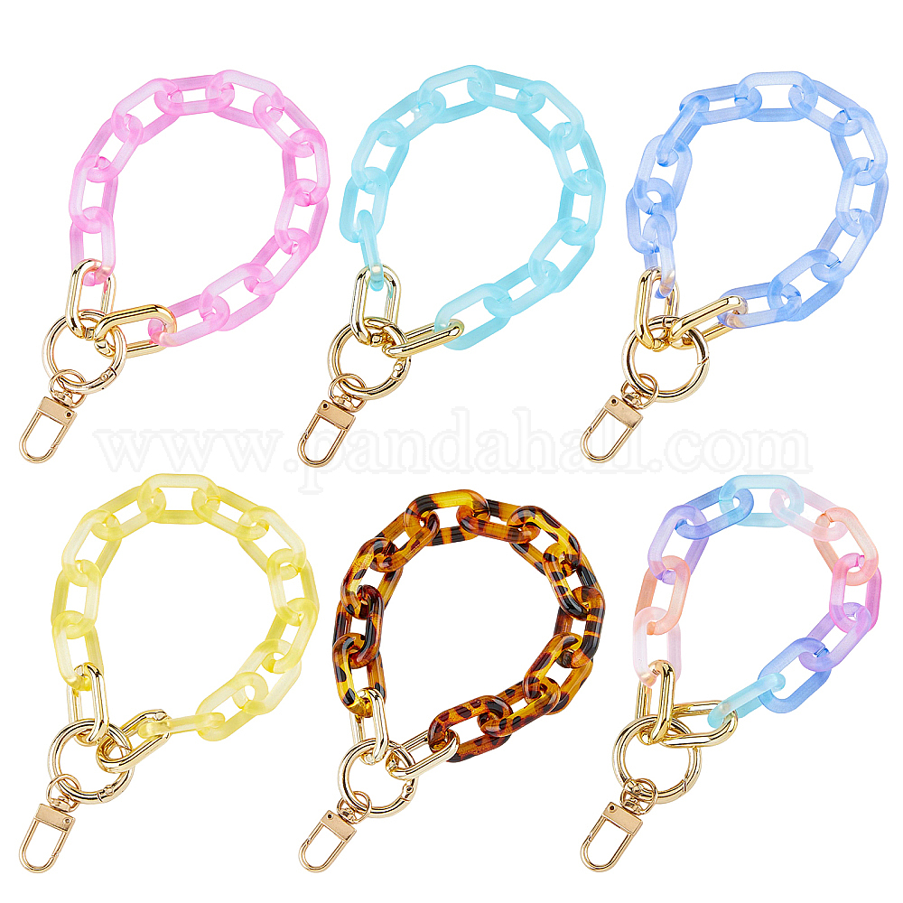 Wholesale SUPERFINDINGS 6Pcs Acrylic Wristlet Chain Straps 6 Colors