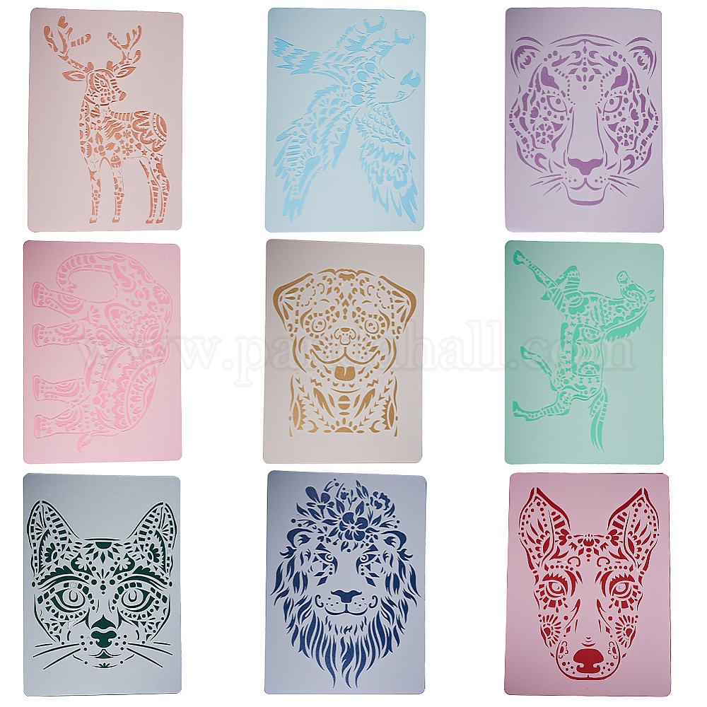 Shop GORGECRAFT 9PCs Animals Stencils Templates Card Set 11x8inch