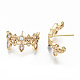 Brass Micro Pave Clear Cubic Zirconia Stud Earrings KK-T062-42G-NF-3