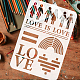 FINGERINSPIRE Love Rainbow Painting Stencil 11.7x8.3 inch Equality Love PET Hollow Out Craft Stencils with Words of 