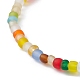 Bracelet extensible en verre millefiori fait à la main et perles de graines BJEW-JB09488-5