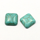 Fornituras artesanales teñidos turquesa piedra preciosa sintética espalda plana cabuchones TURQ-S263-14x14mm-01-1