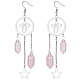 Boucles d'oreilles chandelier en quartz rose naturel EJEW-SW00017-03-1