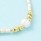 Synthetic Turquoise & Natural Pearl Beaded Necklace NJEW-M201-02A-3