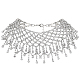 FINGERINSPIRE Rhinestones Tassel Wide Choker Platinum Full Crystal Tassel Necklaces Crystal Rhinestone Bib Necklace Luxury Fringe Necklace for Wedding Party Jewelry Accessories for Women and Girls NJEW-FG0001-01P-1