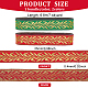 FINGERINSPIRE 2 Bundles 14.9 Yard Red & Green Leaf Pattern Jacquard Ribbon 1 inch Wide Gold Leaves Woven Trim Ethnic Style Embroidery Polyester Ribbons for DIY Clothing Belts OCOR-FG0001-57B-2