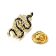 ヘビと花のエナメルピン  トーテムバッジ  バックパックの服のための黄金の合金のブローチ  ブラック  30x14x1.5mm JEWB-P030-D02-3