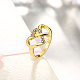 Cava cuore dolce lega di stagno di anelli di barretta strass ceco per le donne RJEW-BB14505-7-3