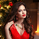 Anattasoul estrella de Navidad y campana colgante de aleación collares y pulseras de dijes y pendientes colgantes SJEW-AN0001-15-4