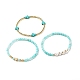 3pcs 3 style jade blanc naturel & turquoise synthétique & hématite perlé ensemble de bracelets extensibles BJEW-JB07974-1