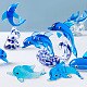 Arricraft 6 Uds. 2 decoraciones de exhibición de delfines de vidrio de estilo DJEW-AR0001-07-6