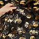 ハロウィーンをテーマにしたポリエステル ガーゼ メッシュ生地  服飾材料  頭蓋骨とコウモリの模様  ブラック  150x0.02cm DIY-WH0308-304-3