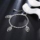 Bracelets de cheville avec breloque de feuille en laiton AJEW-BB20046-4