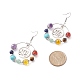 Natural & Synthetic Mixed Gemstone Beaded Big Ring with Alloy Lotus Dangle Earrings EJEW-TA00117-4