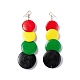 Retro Style Wood Flat Round Beaded Dangle Earrings EJEW-G320-01A-2