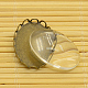 アンティークブロンズ真鍮のカボションのセッティングやDIYジュエリーには楕円形の透明なクリアガラスカボション  ニッケルフリー  カボション：26x19x2mm  ガラス：18x25x5.4ミリ KK-MSMC015-13-4