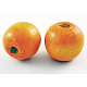 染色天然木ビーズ  ラウンド  こどもの日のギフト作りに最適  無鉛の  オレンジ  約14 mm幅  高さ約13mm  穴：4mm X-TB095Y-5-1
