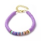 4 pièces 4 couleurs à la main en argile polymère heishi surfeur perlé bracelet BJEW-JB08635-4