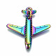 レインボーカラーアロイペンダント  カドミウムフリー＆鉛フリー  飛行機  26x25x4mm  穴：1.2mm PALLOY-S180-025-RS-3