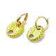 Oval Real 18K Gold Plated Brass Dangle Hoop Earrings EJEW-L268-007G-05-1