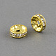Flat Round Brass Grade A Rhinestone Spacers Beads KK-S122-1