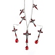 Schamottstein-Emaille-Kruzifix-Kreuz mit tropfenförmiger Anhänger-Halskette aus Kunststoff und baumelnden Ohrringen SJEW-G081-02AS-2