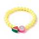 Handmade Polymer Clay Fruit Stretch Bracelet with Round Beads for Kids BJEW-JB07583-4
