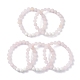 Bracelets extensibles en quartz rose naturel et pierre de lave teinte naturelle BJEW-JB03798-05-4