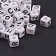 Perles de cube acrylique lettre blanche chunky pour les bijoux des enfants X-OACR-E001-12-1