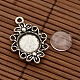Tibetan Style Filigree Alloy Flower Pendant Cabochon Settings and Transparent Flat Round Glass Cabochons DIY-X0235-AS-2