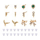 Fashewelry 12 шт. 6 стильные латунные серьги-гвоздики с микропаве из кубического циркония KK-FW0001-10-2